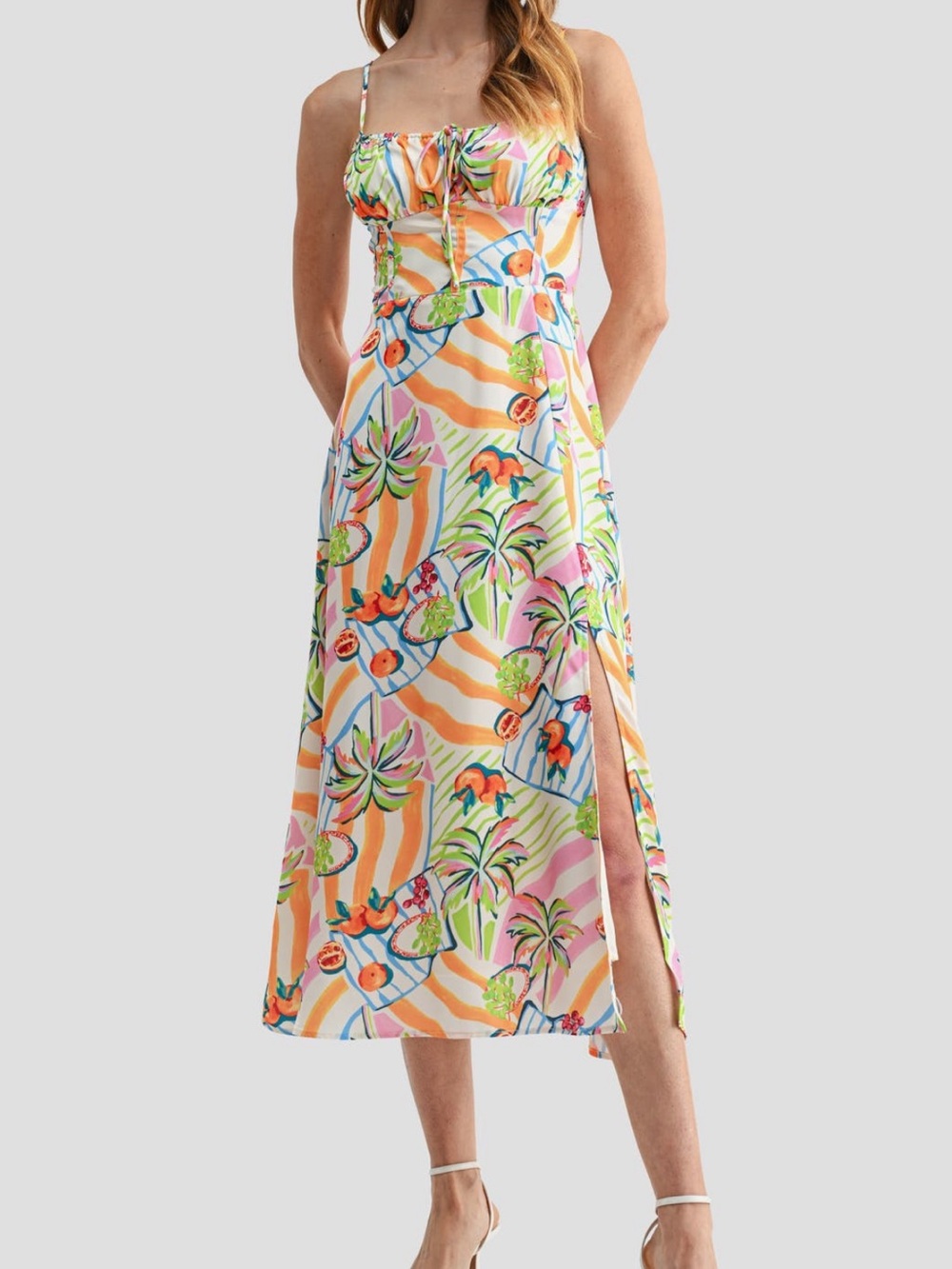 All in Favor Multi-Color Tropical Maxi Dress with Side Slit
